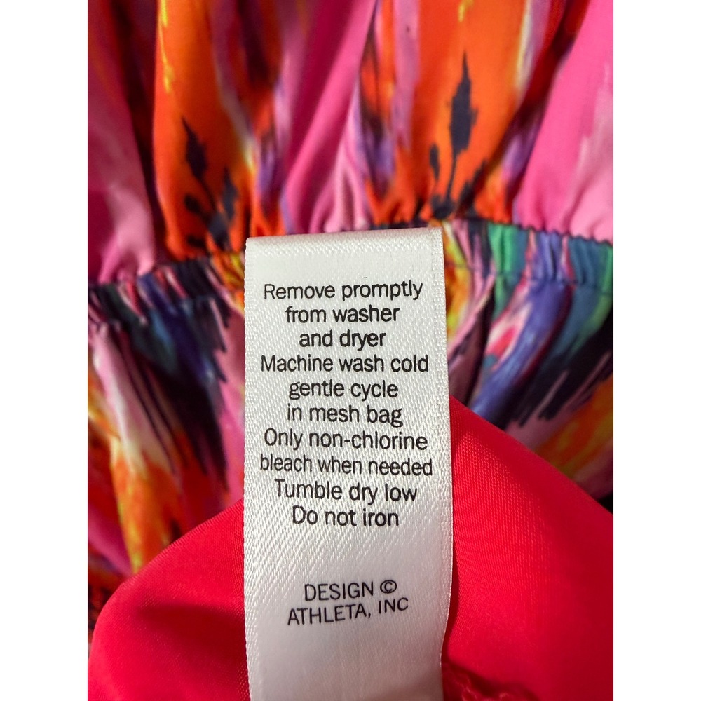 Athleta Womens Dress Midi Ikat Print Sleeveless Tassel tie Back Colorful Summer - Picture 7 of 13